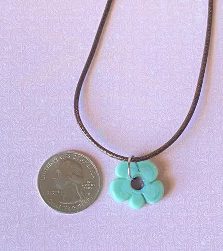 Handmade artisan chunky flower glass bead simple cute fairy boho cottage necklace💐