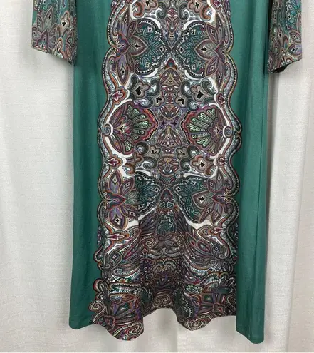 Soft Surroundings Milana Green Paisley Print Knit Midi Dress Sz.S