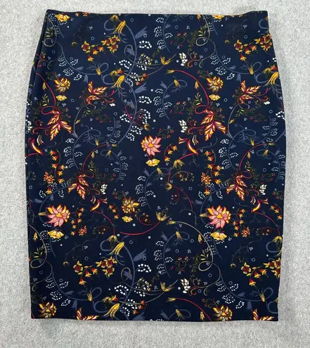 Jules & Leopold Floral Pencil Skirt Women's Large Blue Textured Elastic Waist