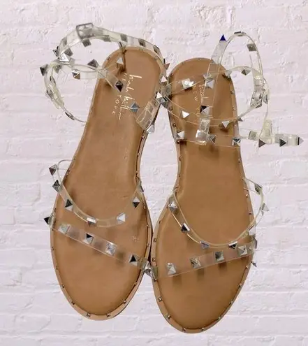 Nicole Miller  Coralinne Clear Strappy Studded Sandal Size 9