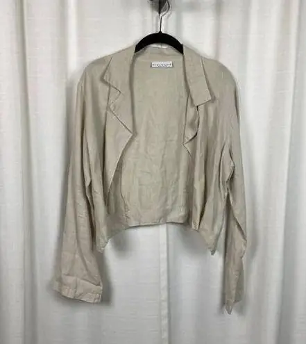 Bryn Walker Beige Linen Cropped Open Front Jacket Sz.M