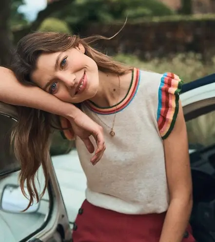 BODEN Josie Frilled Linen Tank S 100%LINEN White