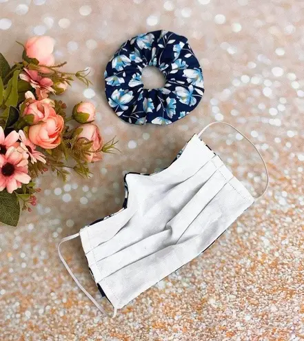 100% premium cotton floral face mask and scrunchy Reusable/washable floral/flower print mask - Image 4