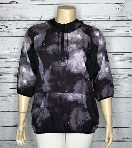 Organic Rags Sz XL Purple Cosmic Print 1/4 Zip Pullover Athletic Jacket w/ Hood