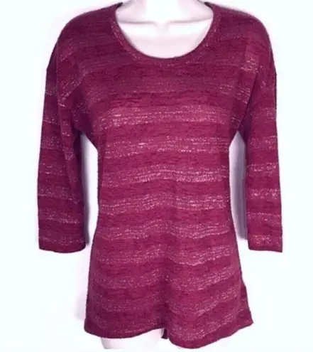 Maison Jules high low berry pink 3/4 sleeve top