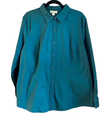 Appleseeds Womens Button Up Top Size 18W Career Office Business Casual Comfy Green