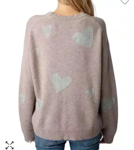 Zadig & Voltaire NWT Markus Heart Destroyed Cashmere Sweater Pink M