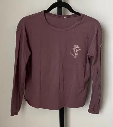 None Long Sleeve Purple Cropped Top Plant Dreams Give Them Love and Grow A Happy Life