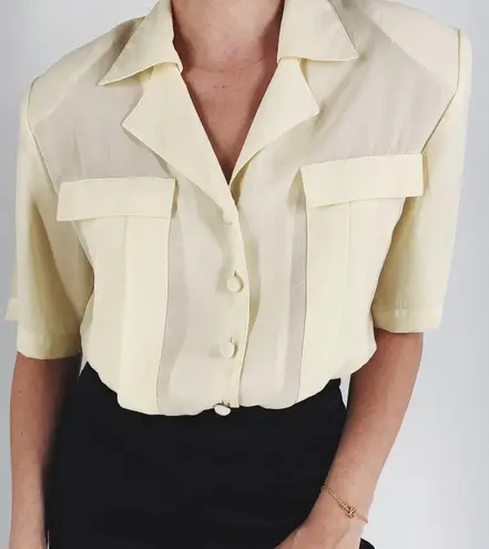 Vintage Rivista Pastel Yellow Button Down Blouse Size 8