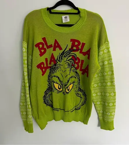 Women's Christmas The Grinch Red Blah Blah Blah Green Sweater Top XL 16