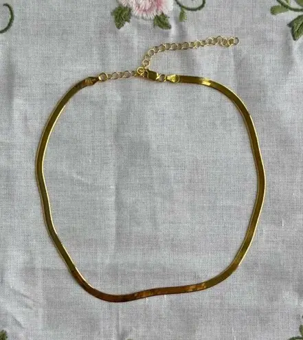 ⟡ 18k Gold Plated Herringbone Necklace – Adjustable Choker Length ⟡
