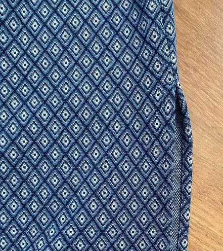 Rave 4 Real Vintage Blue Geometric Print High Rise Double Slit Midi Skirt