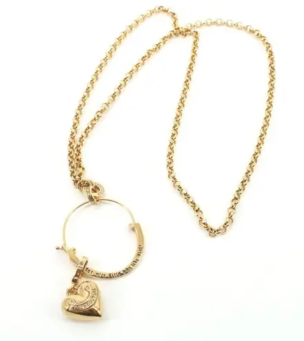 Juicy Couture  Y2K Gold Heart Charm Catcher Pendant Necklace