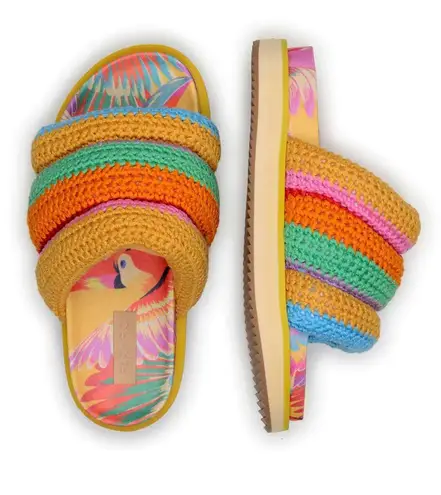 Farm Rio Colorful Toucan Crotchet Anatomic Sandals