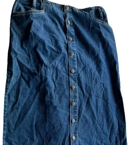 Bill Blass Vintage Women’s Below The Knee Denim Blue Button Jean Skirt Sz 16