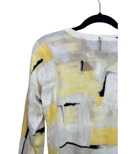 White House | Black Market  Zipper Stretch Light Weight Cardigan S Yellow White Blk