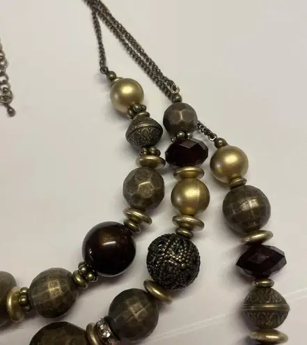 Cookie Lee Signed Bead Beaded Necklace Multi Strand Adjustable Length