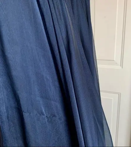 Monique Lhuillier Ruffle Evening Gown, Navy Blue, Size 4