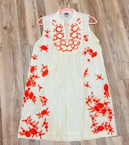 Ivy Jane sleeveless ivory embroidered flower dress v neck size Large