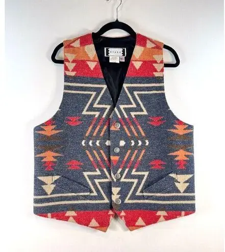Stark Womens Vest Gray V Neck Slim Fit Waistcoat Wool Southwestern Aztec Large Orange
