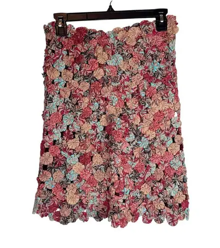 Ulla Johnson Ariella Handmade Multicolor Floral Asymmetrical Mini Skirt Size XS