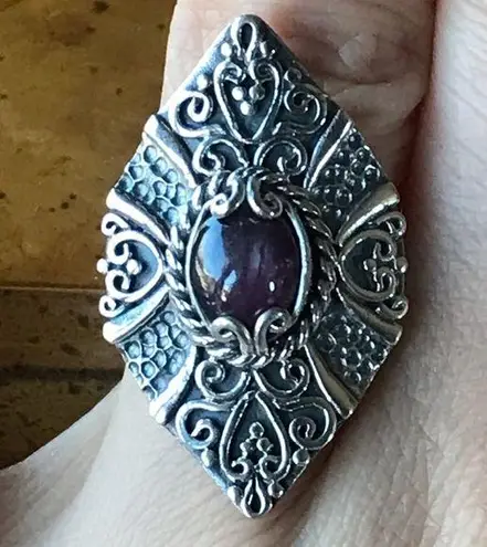 Natural Star Ruby Sterling Silver Ring Size 6 - Image 1