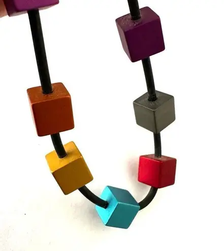 Colorful cubed necklace on cord