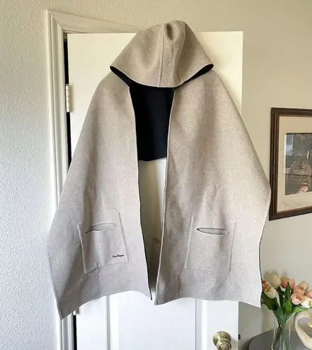 Loro Piana Dom Pérignon Hooded Scarf Wool Cashmere Beige Gray One Size EUC