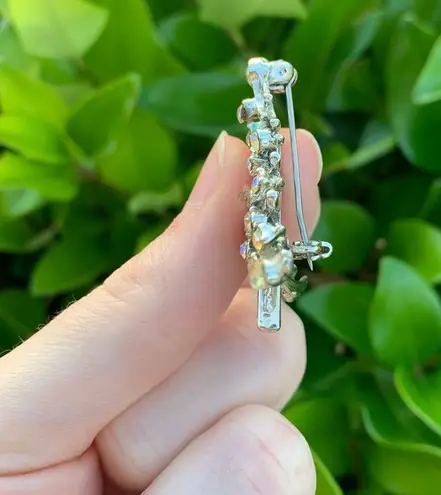 Small Silver Rhinestone Christmas Tree Brooch/Pin