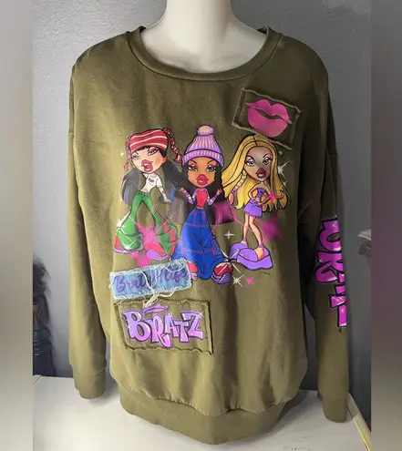 Olive Green Bratz Y2K styled Graphic crewneck Sweater Size M