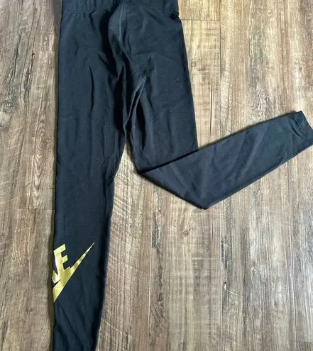 Nike  Black Leggings with Gold Logo
