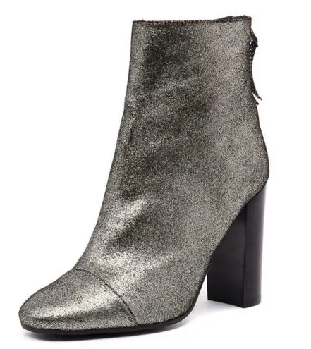 Tony Bianco Boho Metallic Block Heel Ankle Bootie Size 7
