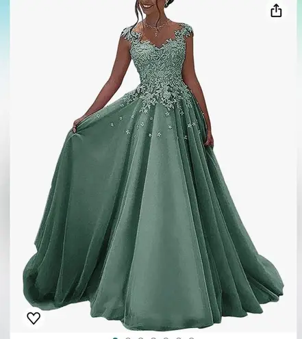 JAEDEN formal green a line v neck floral tulle dress prom wedding bridesmaid NWT Size undefined