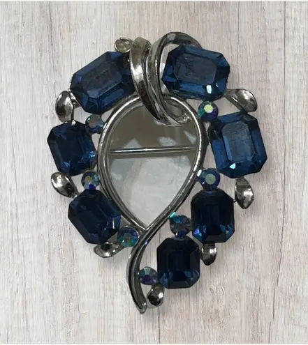 Vintage Lisner Blue Aurora Borealis Brooch Scarf Pin