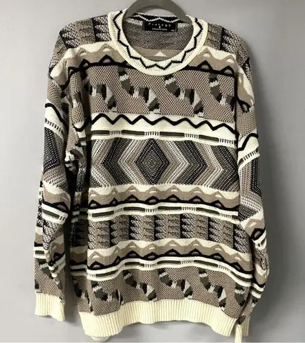 COSBY STYLE FISHERMAN/GRANDPA TUNDRA HAND STITCHED MULTI COLORED 3D SWEATER Brown Size XL