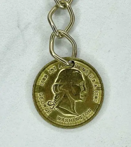 George Washington Coin Charm Chain Link Belt Size Small S Medium M Gold