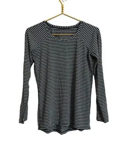 Lululemon  Emerald Long Sleeve Shirt Women's 6 Black Striped Activewear