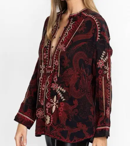 Johnny Was 100% silk tunic in Maroon NEW