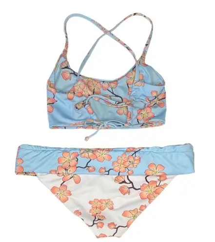 new Submarine ❤︎ Highs + Lows Print Bikini Set ❤︎ Cherry Blossom on Baby Blue Size XS