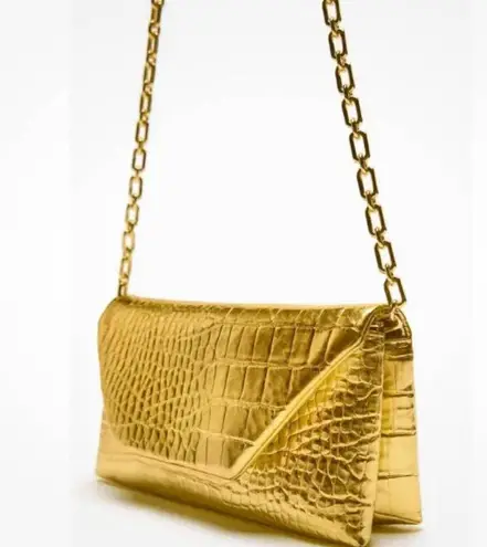 ZARA Metallic Gold Envelope Shoulder Crossbody Bag 65 From Kristen