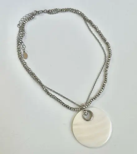 Cookie Lee  White Faux Abalone Pendant  Multi Strand Chain necklace