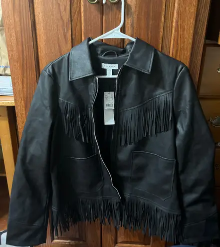 Top Shop Leather Fringe Jacket