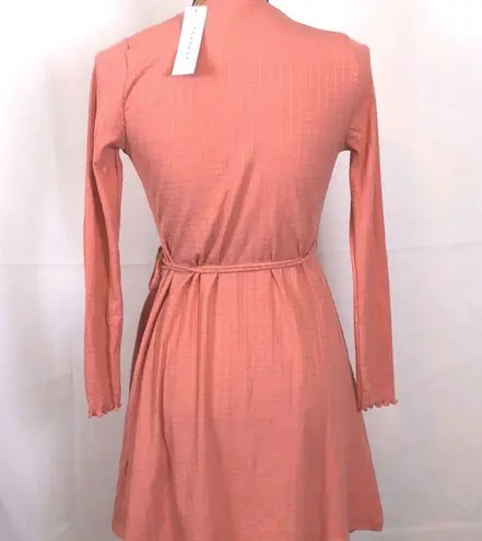Topshop Dress Wrap Long Sleeve Coral