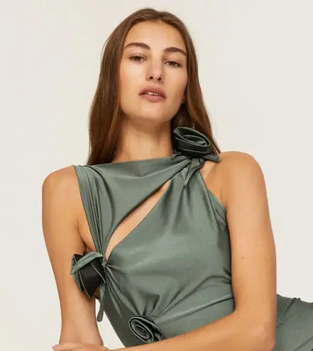 Coperni Asymmetric Flower Gown Green Size L