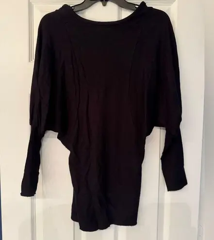 Lauren Moshi Women’s Black Wide V Neck Sweater Top Size XS