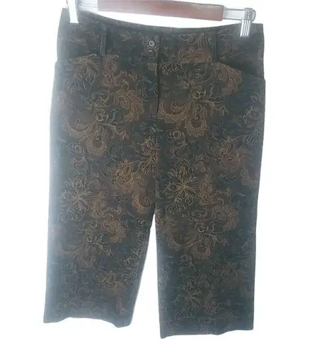 Harolds 2 30x20 Chocolate Paisley Courderoy Crop Pants Brown