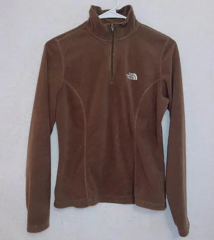 The North Face Women's  TKA 100 Brown Fleece Quarter Zip Pullover Sweater