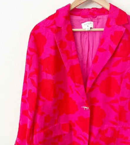 Kate Spade  NEW YORK | Classic Rose Blazer Red Pink Floral Bow Button | Large