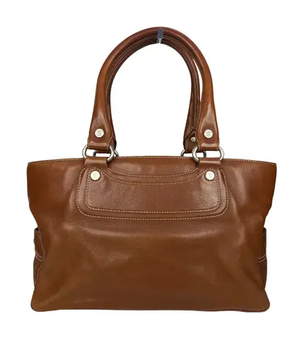 CELINE Brown Leather Tall Satchel Tote Bag CE00/13 Bougie Era Made in Italy