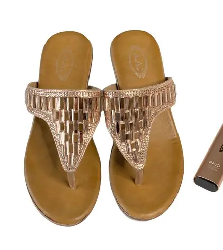 Italina ☻︎ Sparkly Baguette Crystal Wedge Heel Sandals Shoes ☻︎ Rose Gold ☻ 7.5M